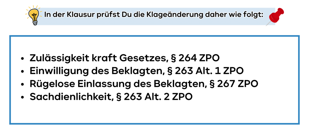 Klageänderung in der Zivilprozessordnung (ZPO)