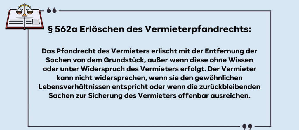 Das Vermieterpfandrecht und sein Erlöschen, § 562a BGB. Sämtliche Probleme klausurgerecht dargestellt.