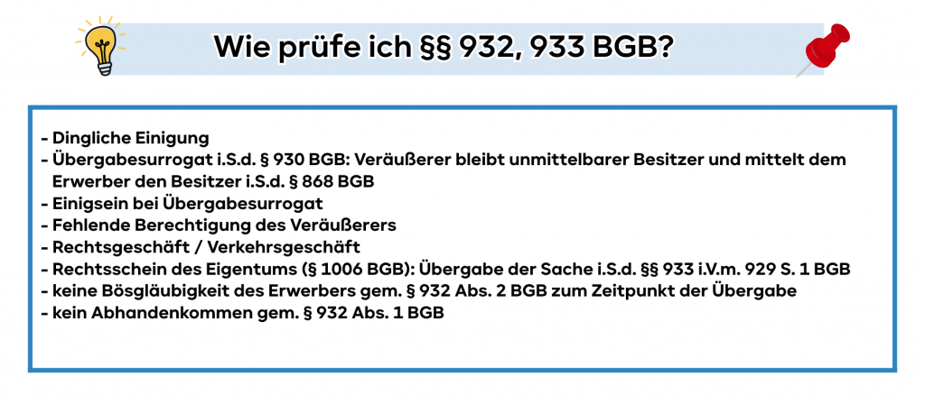 Wie prüfe ich §§ 932, 933 BGB?