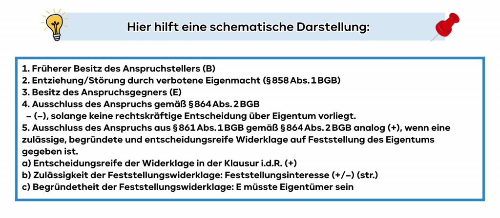 Wie prüft man § 861 BGB in einer Klausur bei erhobener petitorischer Widerklage?