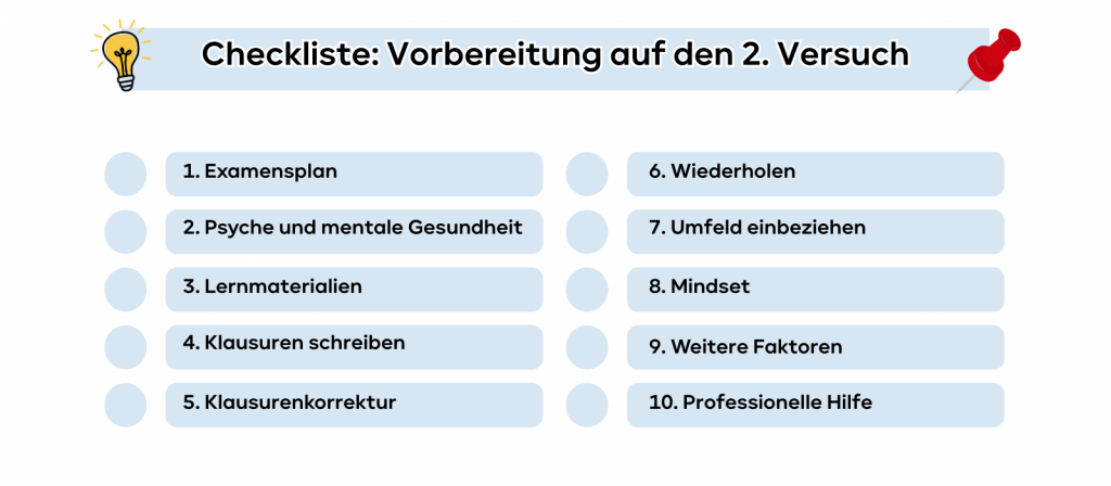 Checkliste: Vorbereitung auf den 2. Versuch
