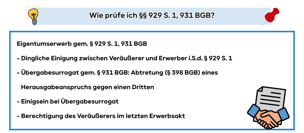 Wie prüfe ich §§ 929 S. 1, 931 BGB?