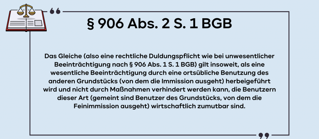 Wortlaut § 906 Abs. 2 S. 1 BGB
