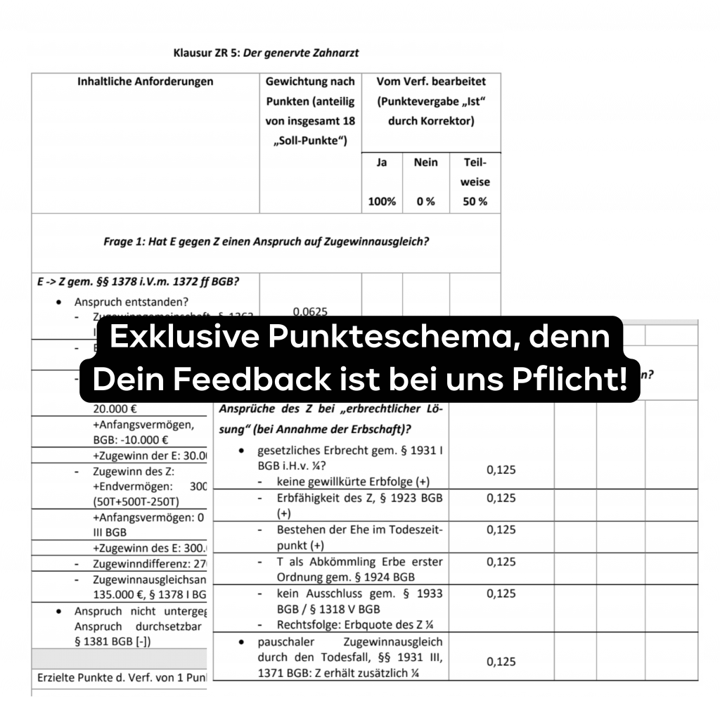 Korrekturbögen für Deine Jura Nachhilfe