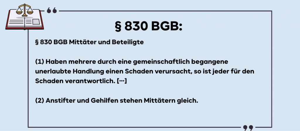 Haftung von Mittätern, Anstiftern und Gehilfen: 