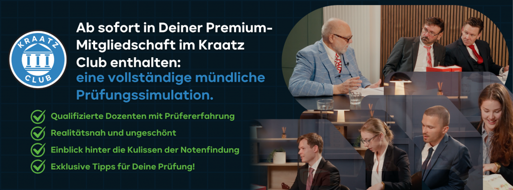 Das Beste daran: Ab sofort ist in Deiner Premium-Mitgliedschaft im Kraatz Club eine vollständige, persönliche und interaktive mündliche Prüfungssimulation mit individuellem Feedback enthalten!