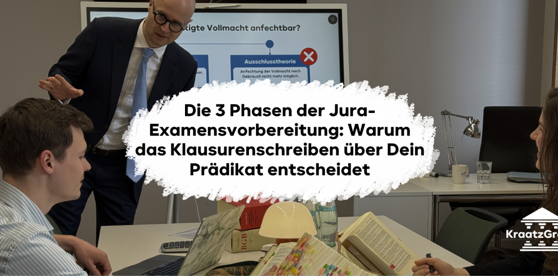 Wie gelingt die Jura Examensvorbereitung? RA Mario Kraatz erklärt die 3 Phasen, warum Klausurenschreiben Pflicht ist und wie die Elite Kleingruppe hilft.