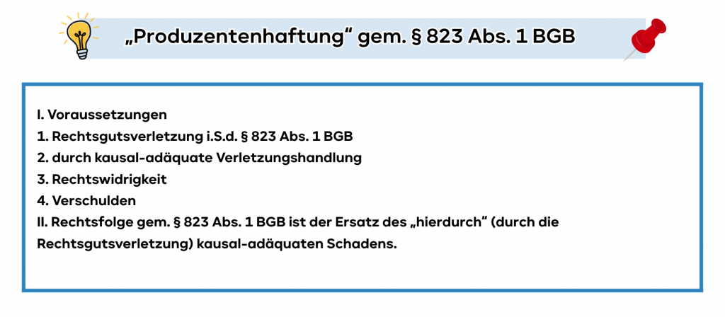„Produzentenhaftung“ gem. § 823 Abs. 1 BGB