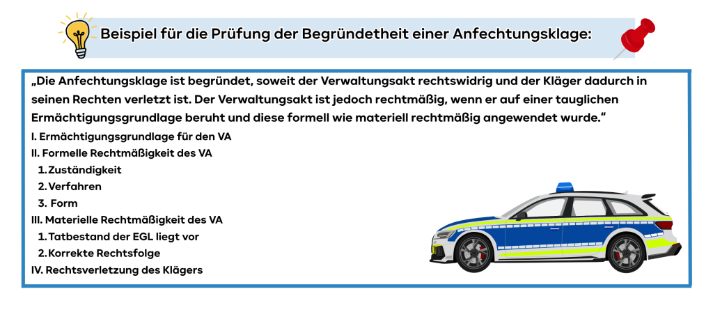 Beispiel für die Prüfung der Begründetheit einer Anfechtungsklage: