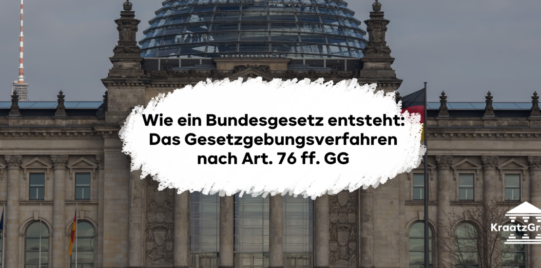 Das Gesetzgebungsverfahren des Bundes nach Art. 76 ff. GG: Gesetzesinitiative, Bundestag, Bundesrat, Vermittlungsausschuss und typische Klausurprobleme einfach erklärt.